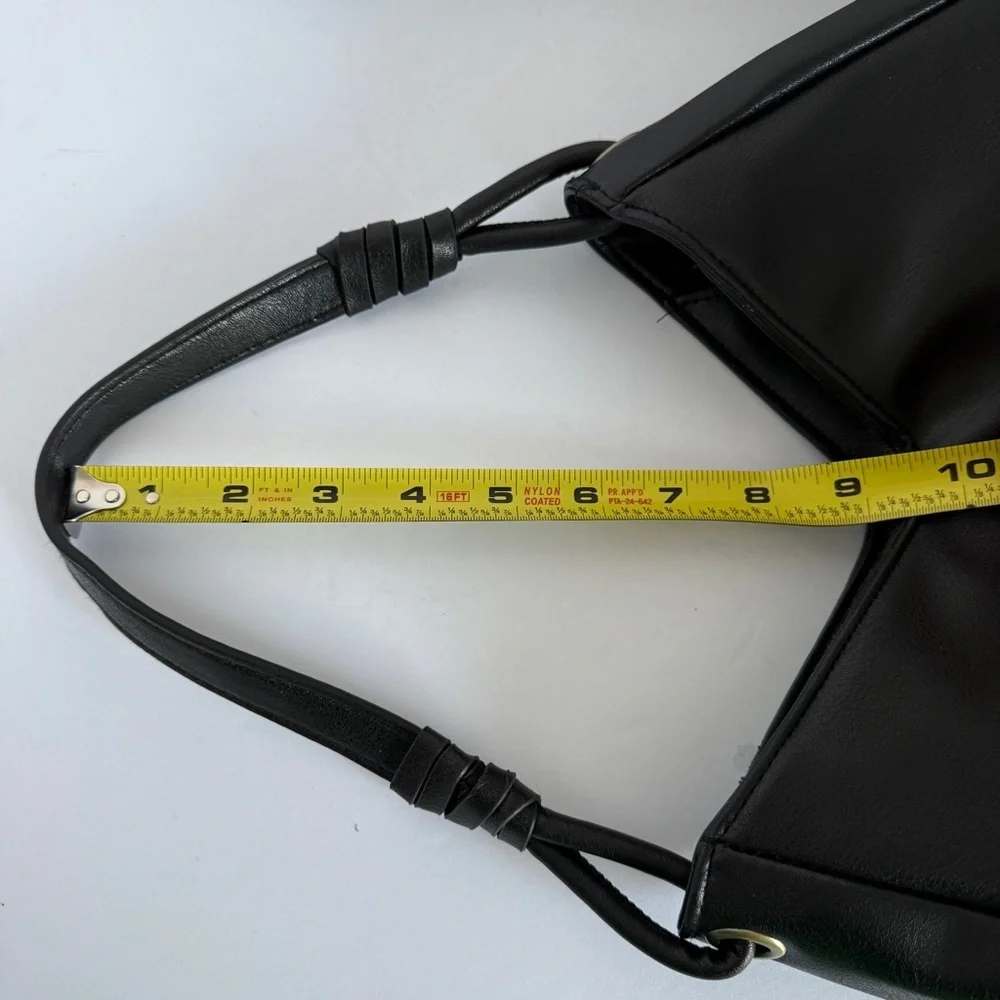 Black Faux Leather Shoulder Bag